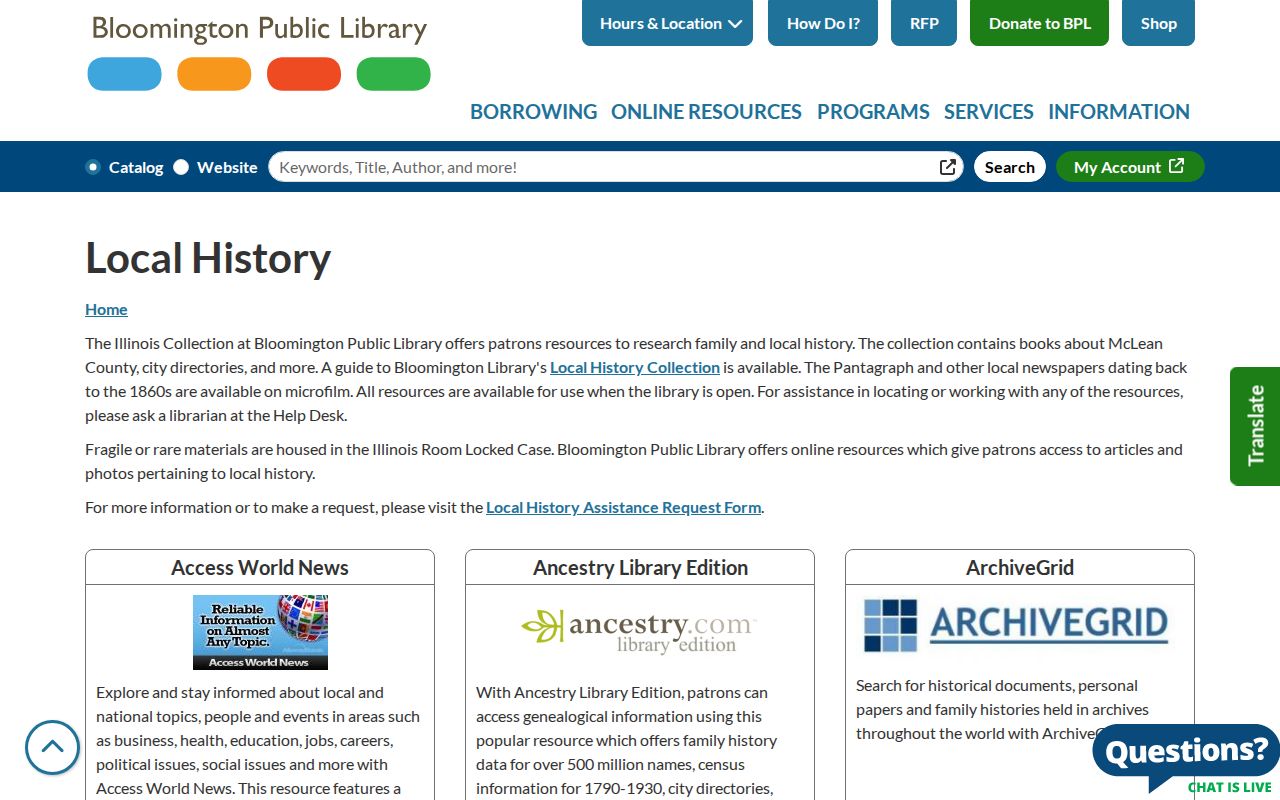 Normal previous residents Bloomington Library local history resources
