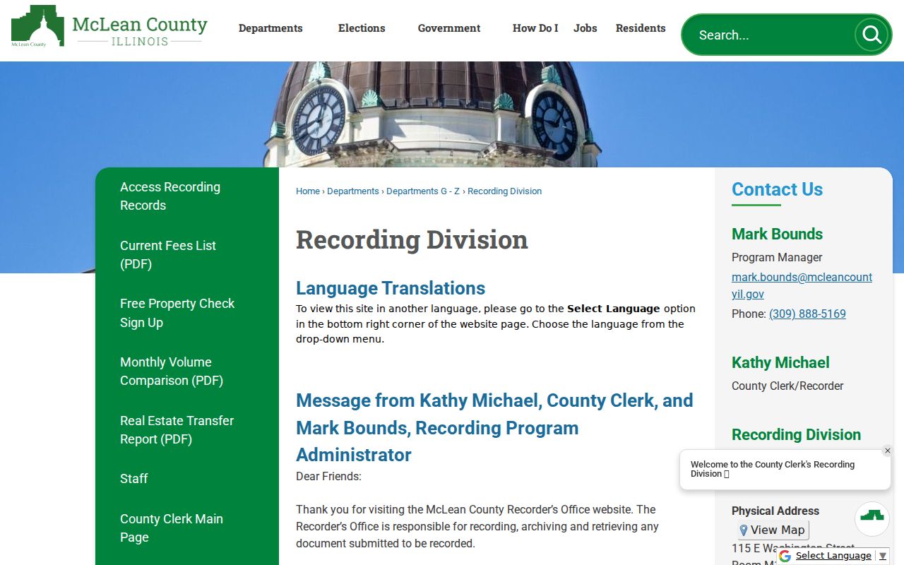 Normal previous residents McLean County Recording Division page