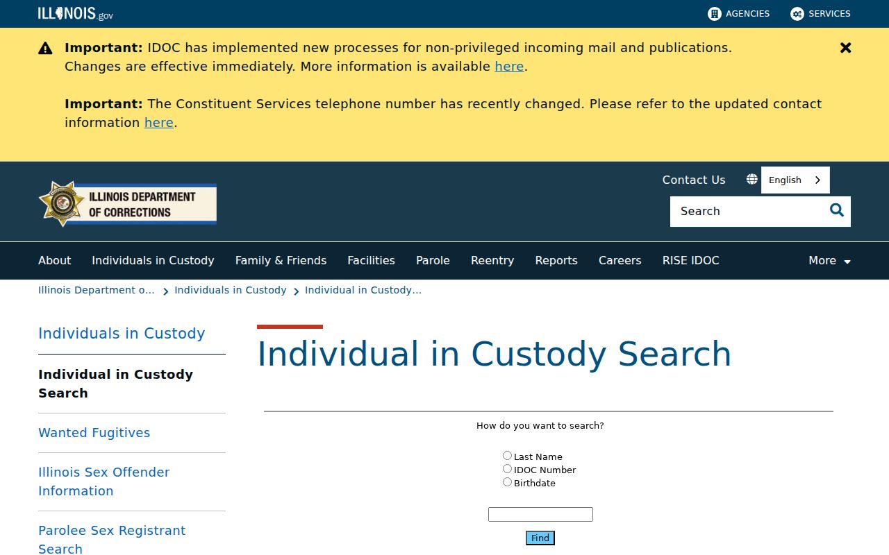Normal resident lookup with the Illinois custody search