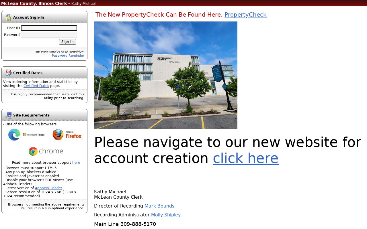 Normal street directory McLean deed index account access