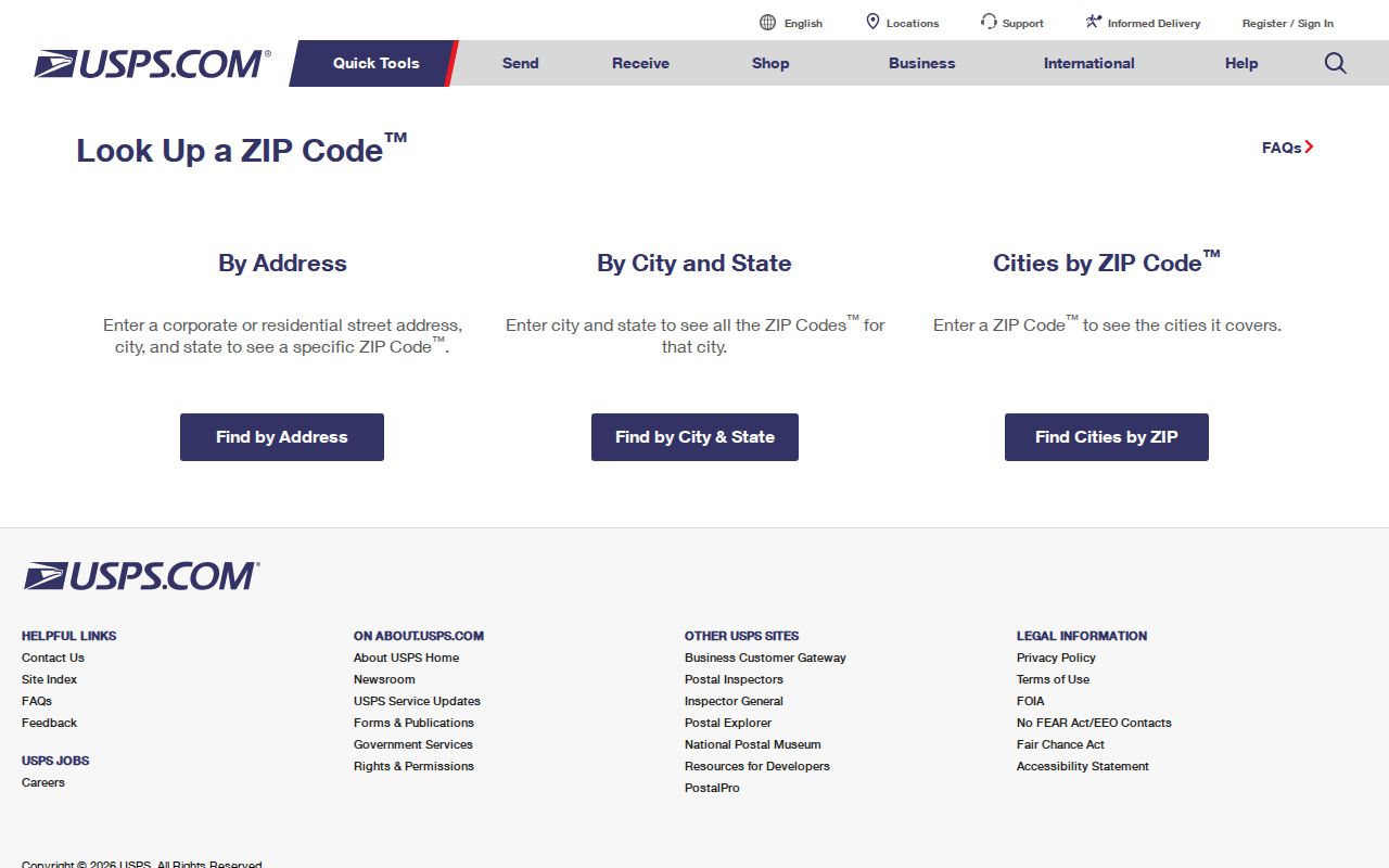 Normal ZIP code directory USPS address lookup